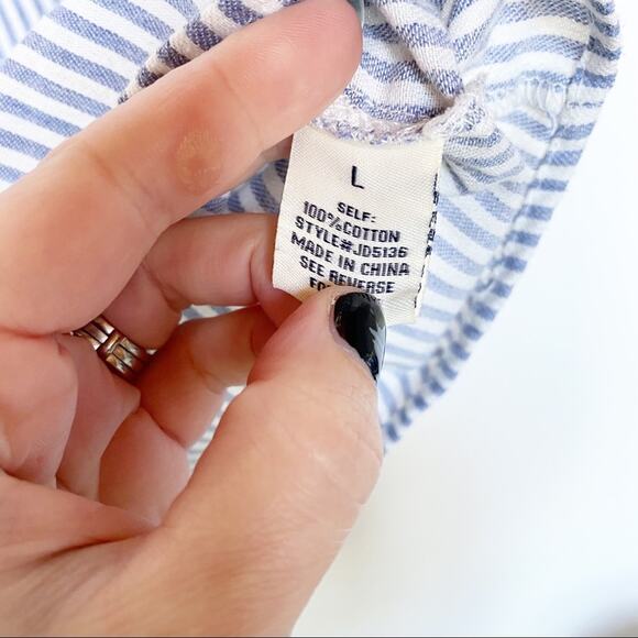 Jealous Tomato Off the Shoulder Bell Sleeve Pinstripe Dress Size Large - Picture 8 of 10